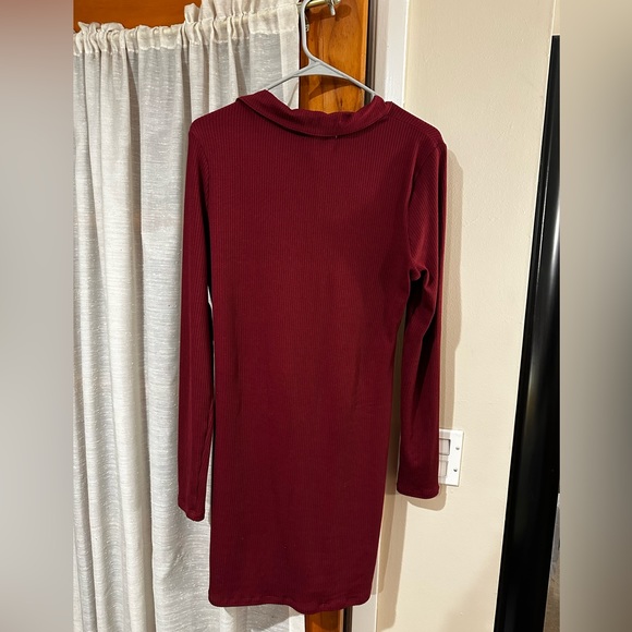 Birch & Stone Front Zip Wine Bodycon Dress - Picture 6 of 8